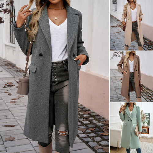 Damen Eleganter Wollmantel mit tailliertem Schnitt und Reverskragen Shop Nory