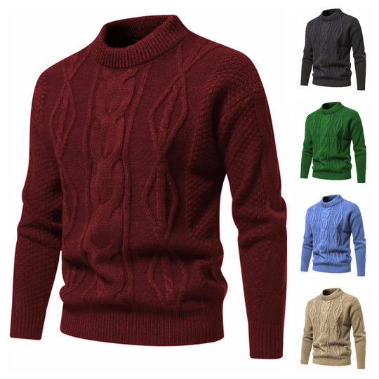 Herren Feinstrick-Pullover mit kurzem Stehkragen und Zopfstrickstruktur Shop Nory