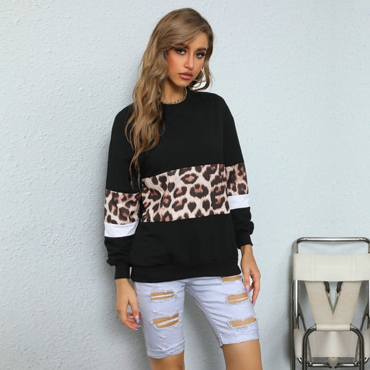 Damen Sweatshirt mit Leo‑Print und Colorblock‑Einsatz Shop Nory