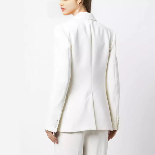 Damen Eleganter Einreihiger Maßgeschneiderter Blazer mit taillierter Schnittführung und weiter Palazzohose Shop Nory