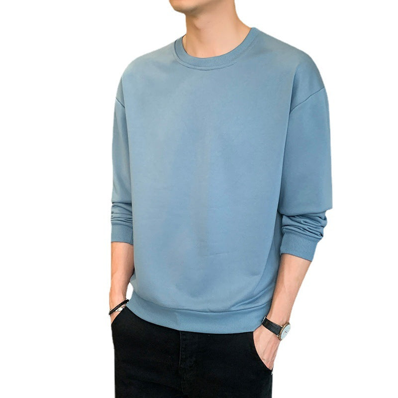 Herren Minimalistisches Rundhalsausschnitt-Sweatshirt aus Baumwollmix mit gerippten Bündchen Shop Nory