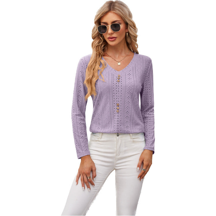 Damen luftiges Blusenshirt mit Knopfdetails