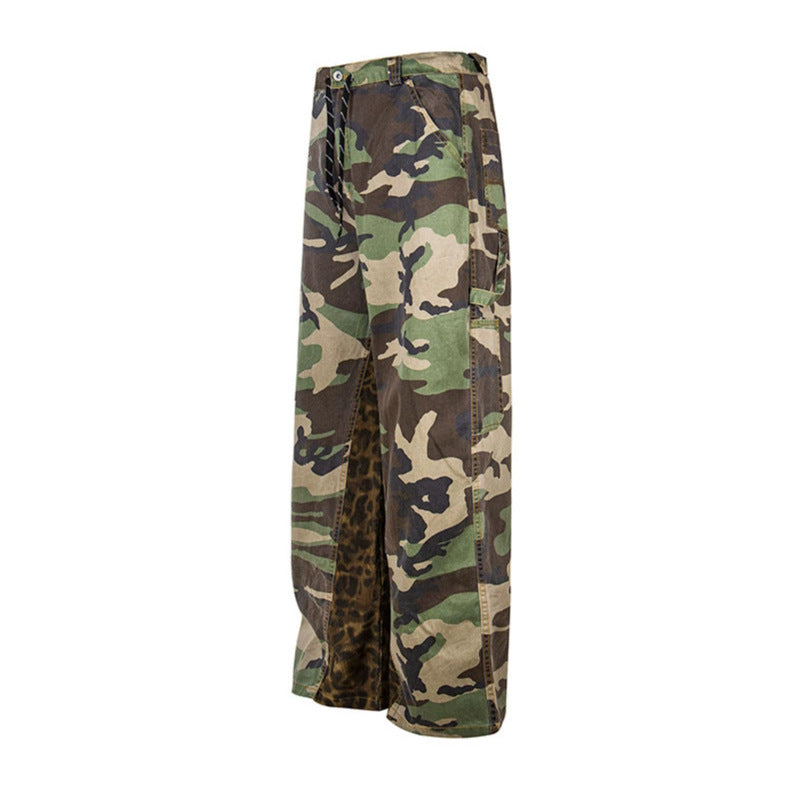 Damen Weite Cargo-Culottehose mit Camouflage-Print und Leoparden-Detail Shop Nory