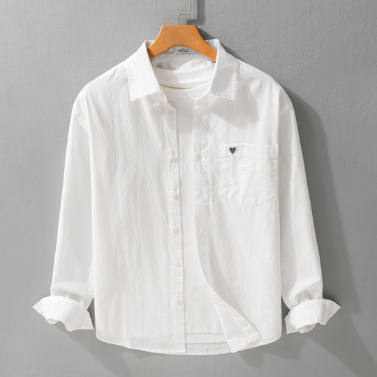 Herren Leichtes Baumwoll-Overshirt mit Brusttasche und dezenter Herzstickerei Shop Nory