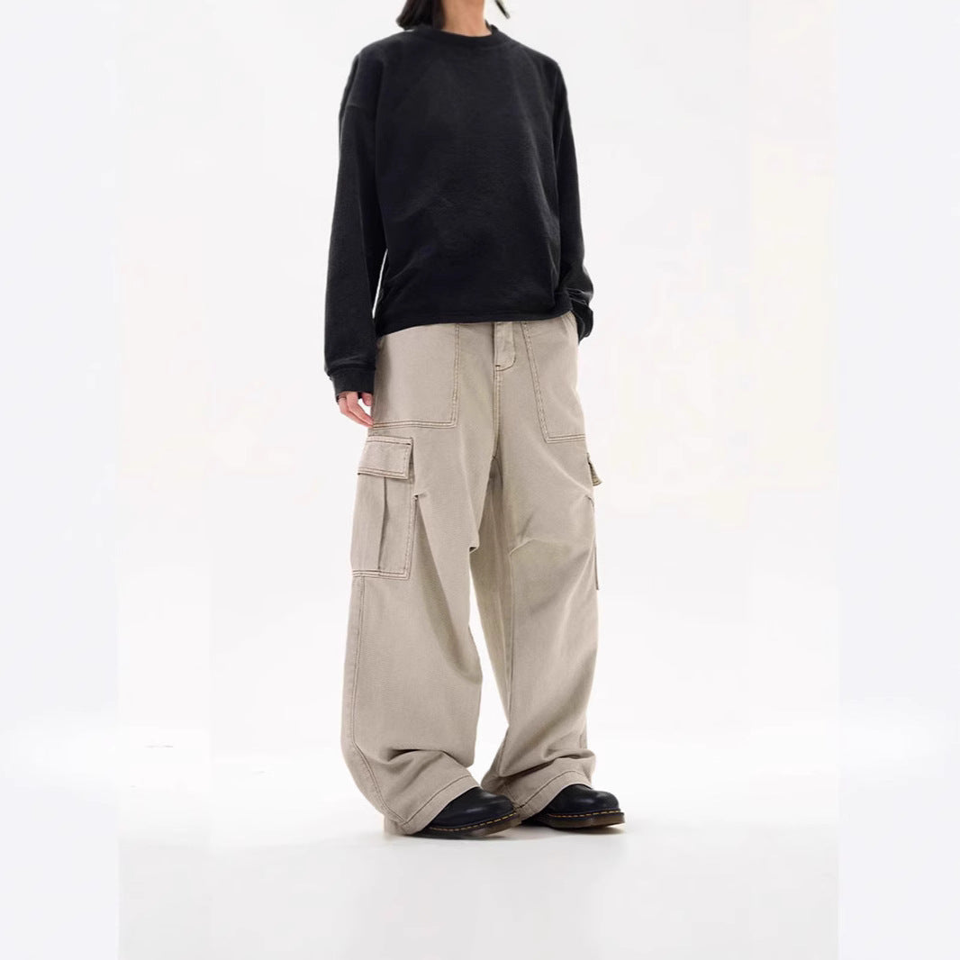 Damen Lässige Weitgeschnittene Cargo-Hose mit praktischen Taschen Shop Nory