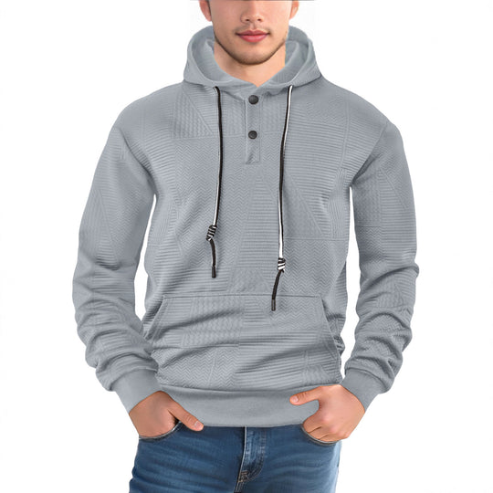 Herren Texturierter Kapuzenpullover mit gesteppter Patchstruktur und Druckknopfleiste Shop Nory