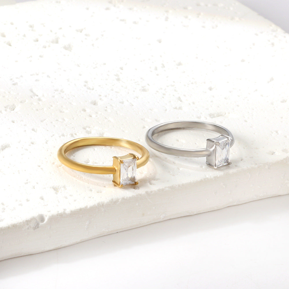 Damen elegante Edelstahl Ring mit funkelndem Zirkonia Shop Nory
