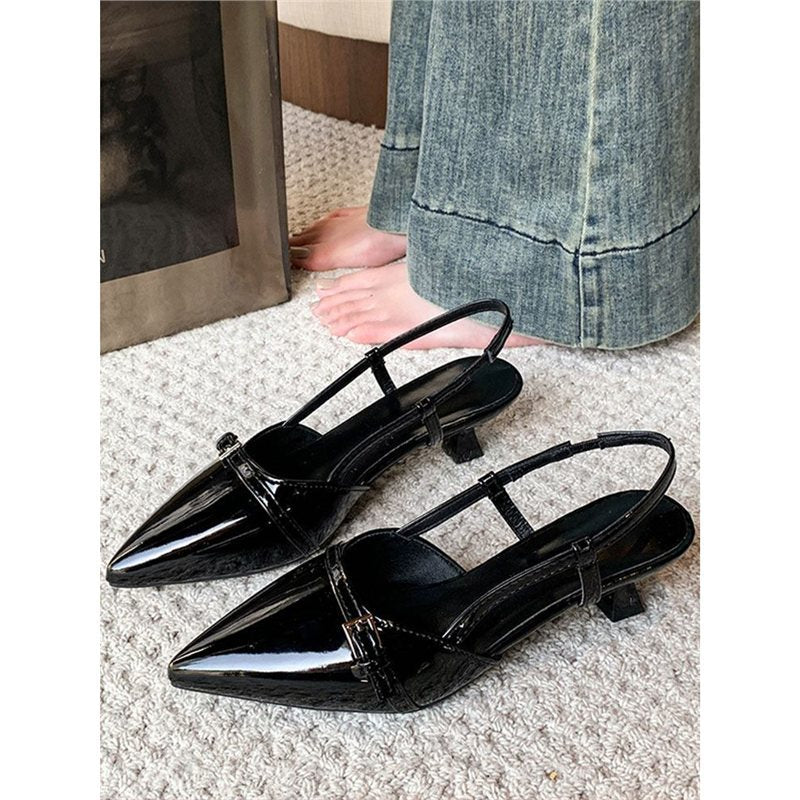 Damen spitze Slingback Ballerinas mit eleganter Schnalle