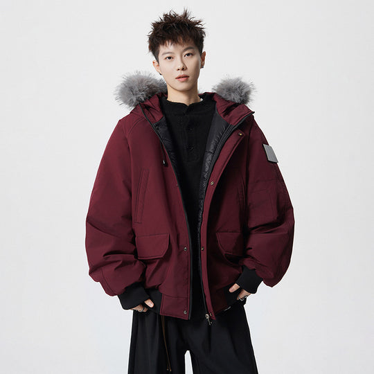 Herren Wattierter Oversize-Parka mit Kunstfellkapuze und Utility-Taschen Shop Nory