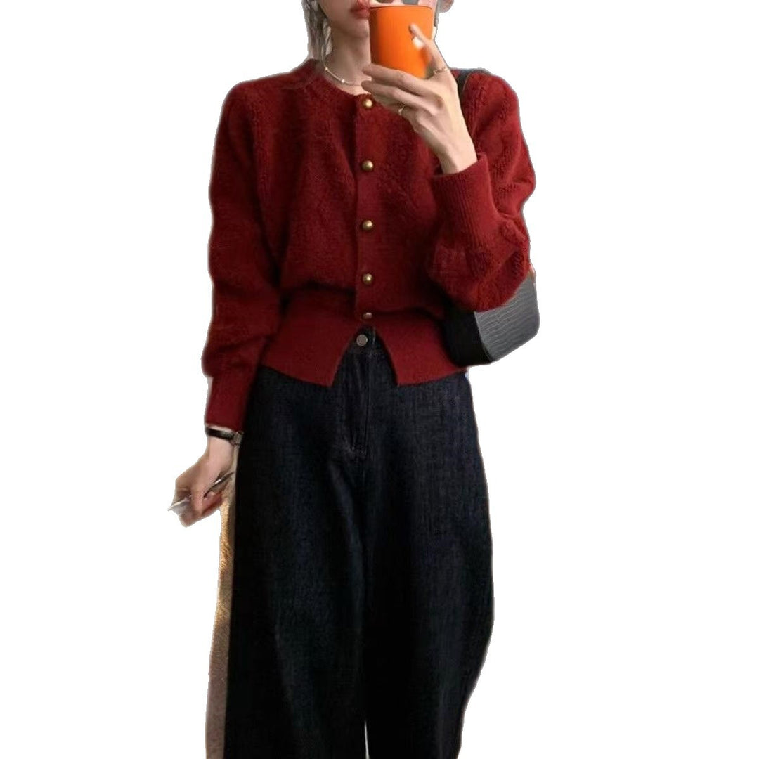 Damen Gemusterte Strickjacke mit Knöpfen Shop Nory