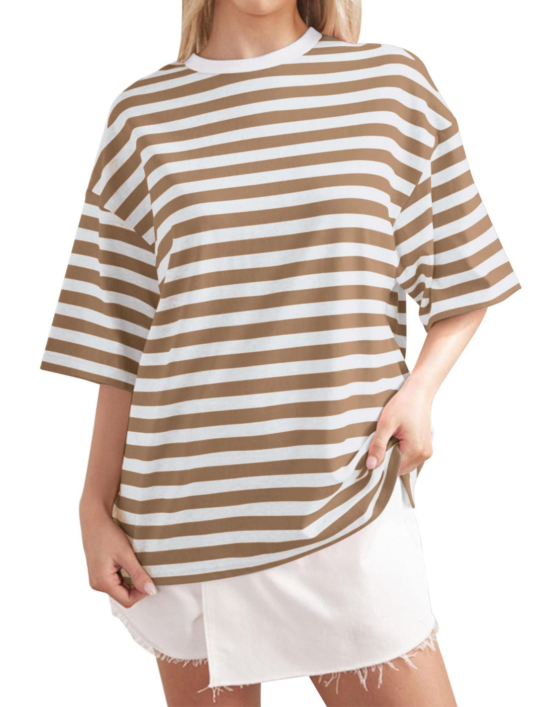 Damen Lässiges Oversized T-Shirt mit breiten Streifen