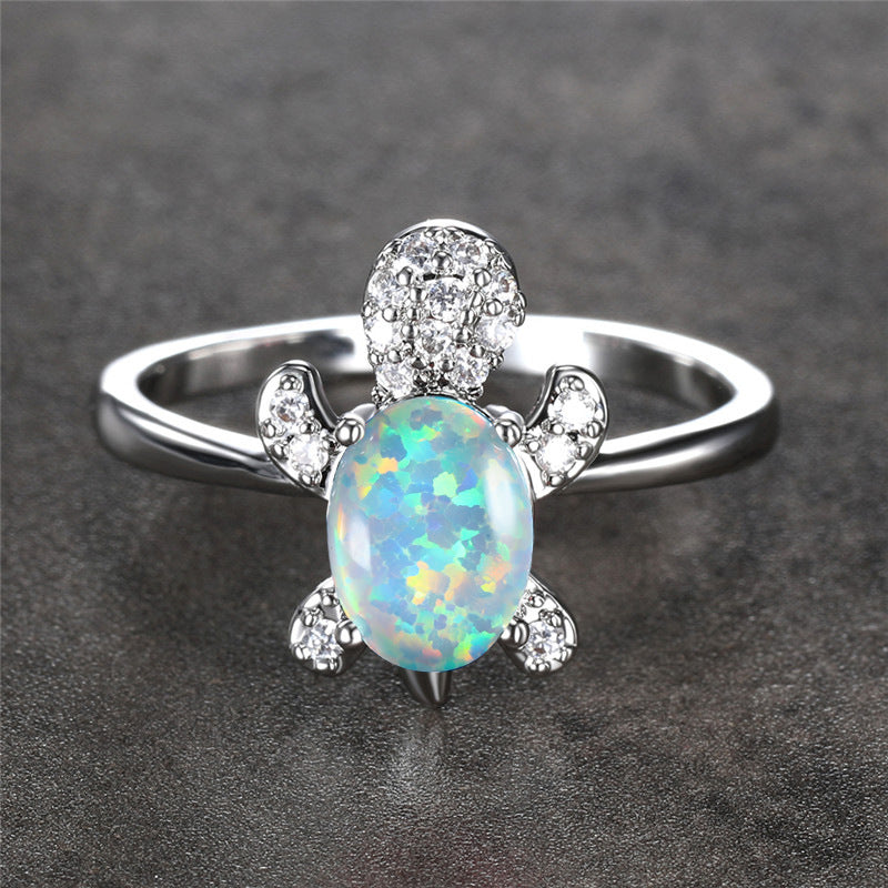 Damen Ring mit schimmerndem Schildkrötenmotiv und funkelnden Zirkoniasteinen Shop Nory