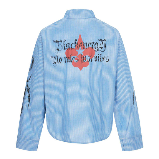 Unisex Oversize-Hemdjacke mit aufgesetzten Brusttaschen und dekorativen Printdetails Shop Nory