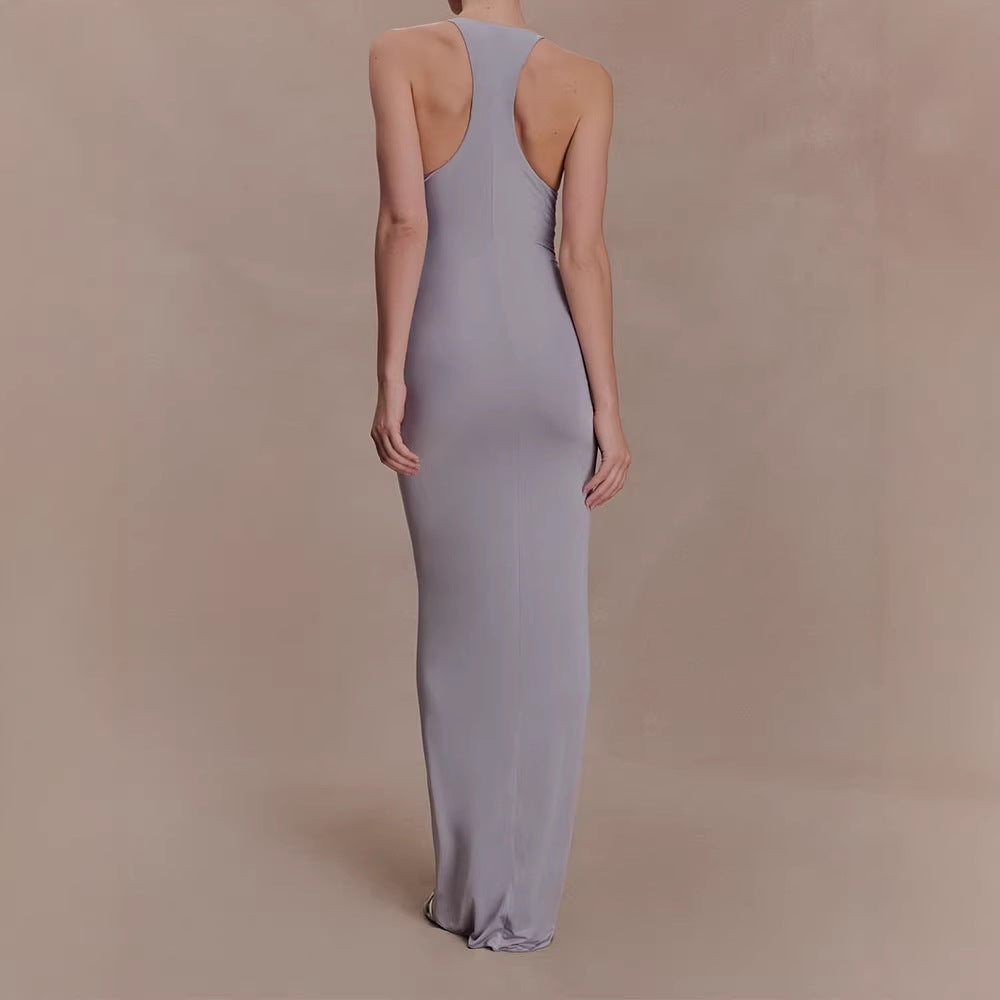 Damen Hochwertiges Abendkleid mit tiefem V-Ausschnitt und Raffungen