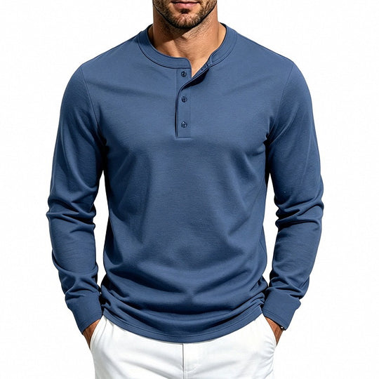 Herren Slim-Fit Thermo-Longsleeve mit 3-Knopf-Henley-Ausschnitt Shop Nory
