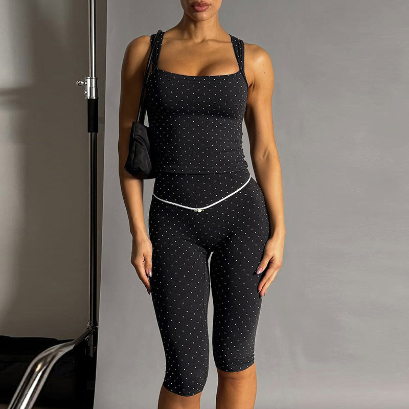 Damen Sportliches Oberteil und Leggings-Set Shopnory