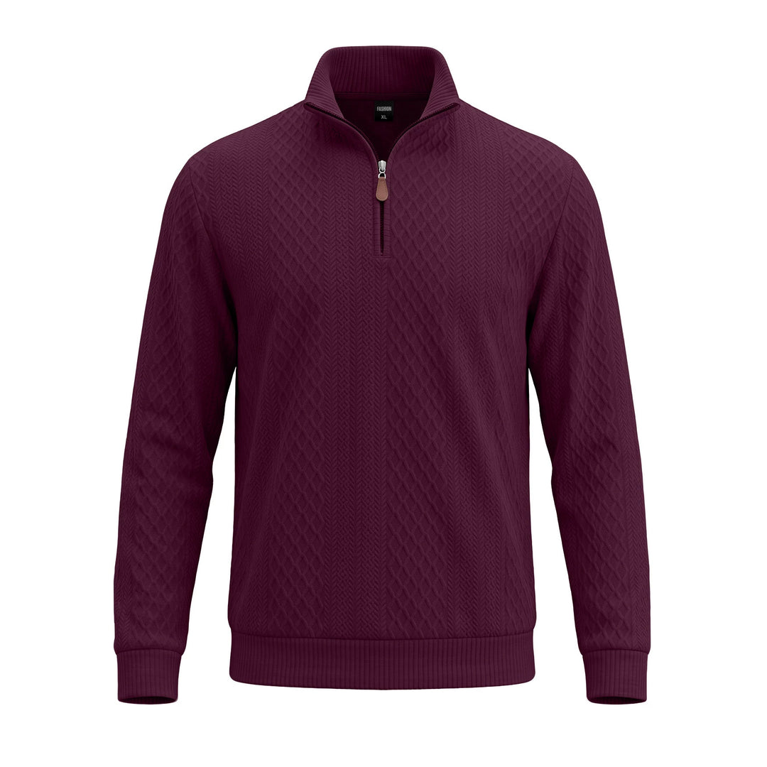 Herren Strickpullover mit halbem Reißverschluss und strukturierter Zopfoptik Shop Nory