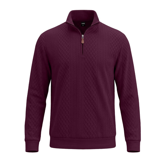 Herren Strickpullover mit halbem Reißverschluss und strukturierter Zopfoptik Shop Nory