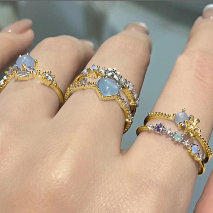 Damen Schmuckring-Set mit kunstvollen Herz- und floralen Designs Shop Nory