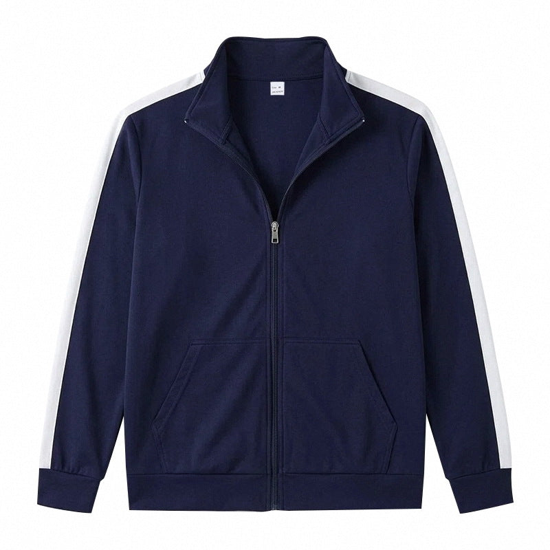 Herren Sportliche Zip-Trackjacke mit Stehkragen, Kontraststreifen an den Ärmeln und Kängurutaschen Shop Nory