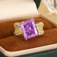 Ice-Flower Cut Lila Diamantring