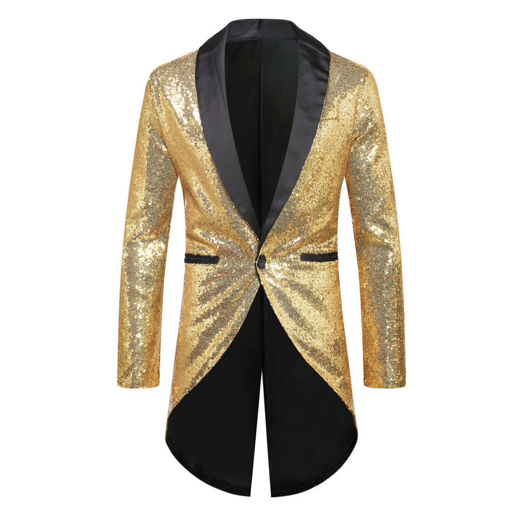Herren Glitzernder Anzugblazer mit elegantem Schalkragen