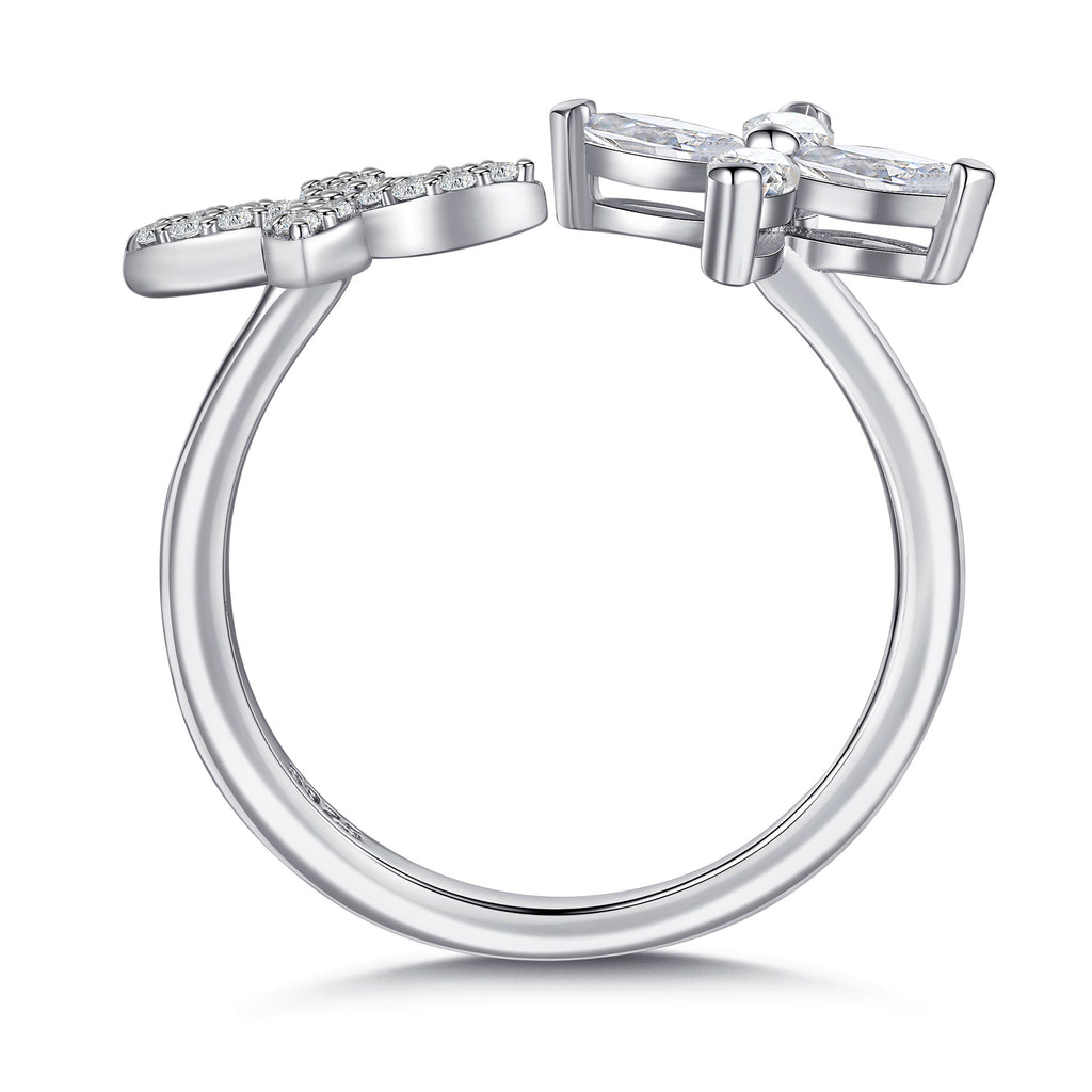Damen Ring mit floralem Design und funkelnden Zirkonia-Elementen Shop Nory