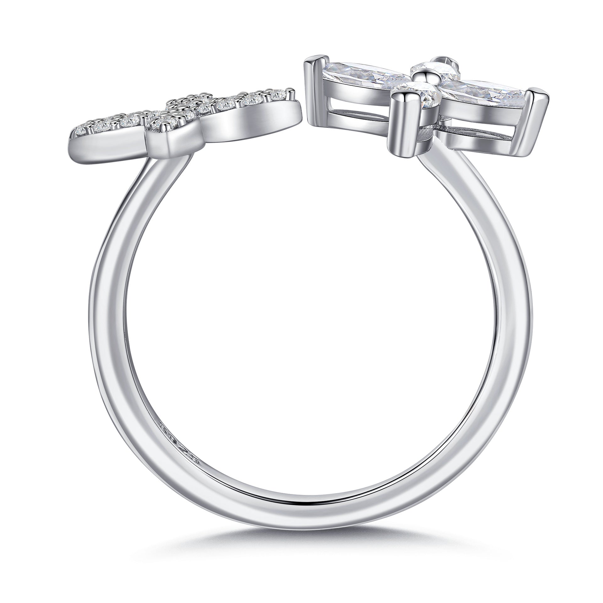 Damen Ring mit floralem Design und funkelnden Zirkonia-Elementen Shop Nory