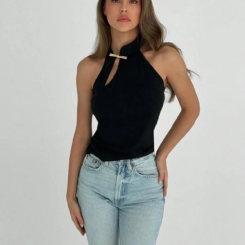 Damen Elegantes Haltertop mit modischer Schlitz-Detail