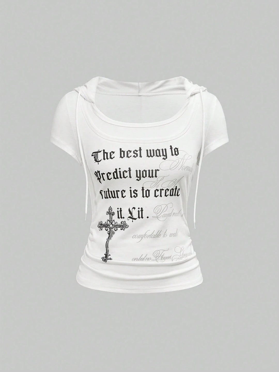 Damen Kapuzen-T-Shirt mit einzigartigem Schriftzug Shopnory
