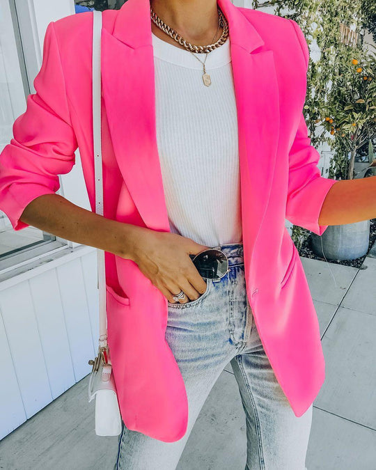 Damen Modischer Oversized Blazer mit strukturiertem Design und praktischen Taschen