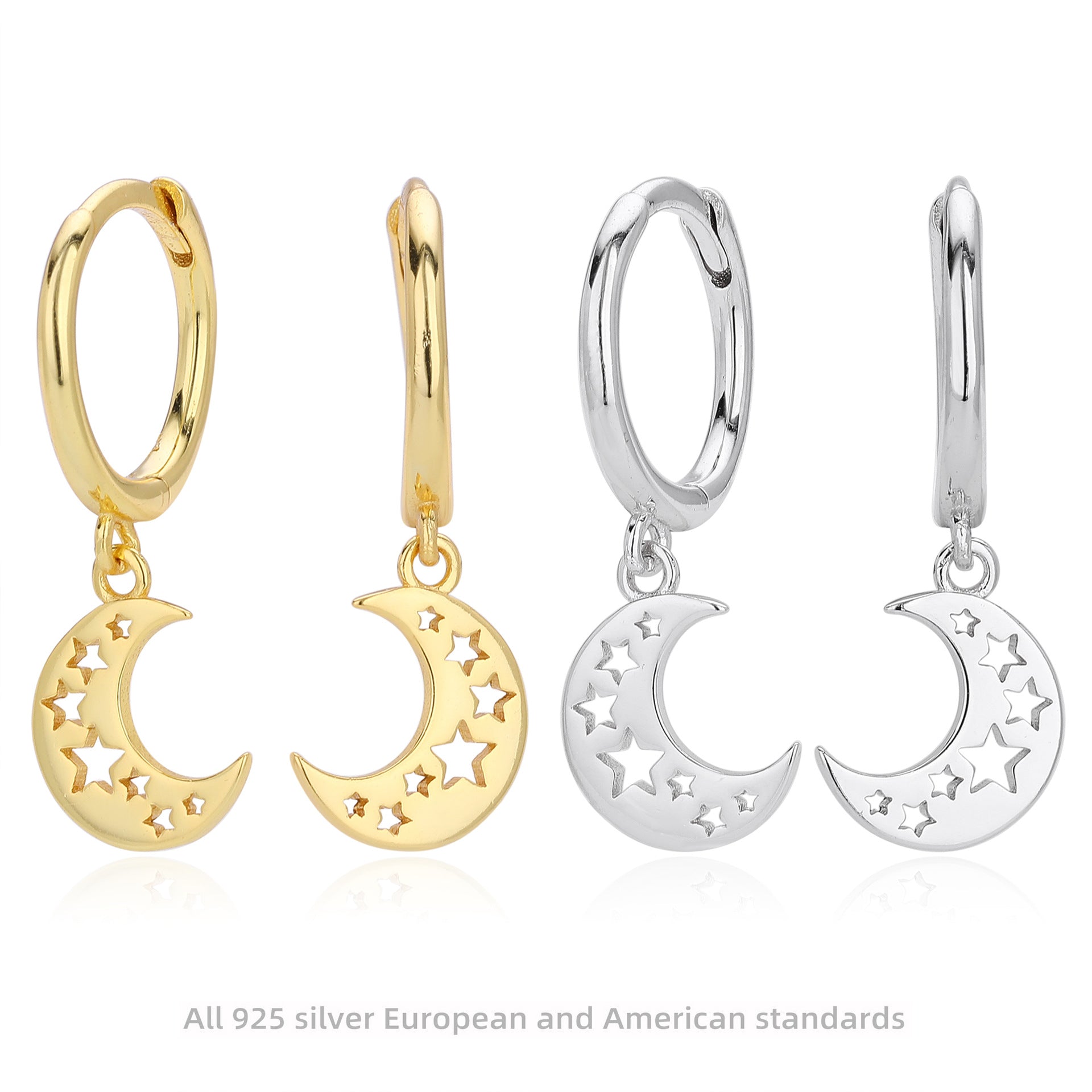 Damen Ohrhänger mit mondförmigem Design aus 925 Sterling Silber Shop Nory