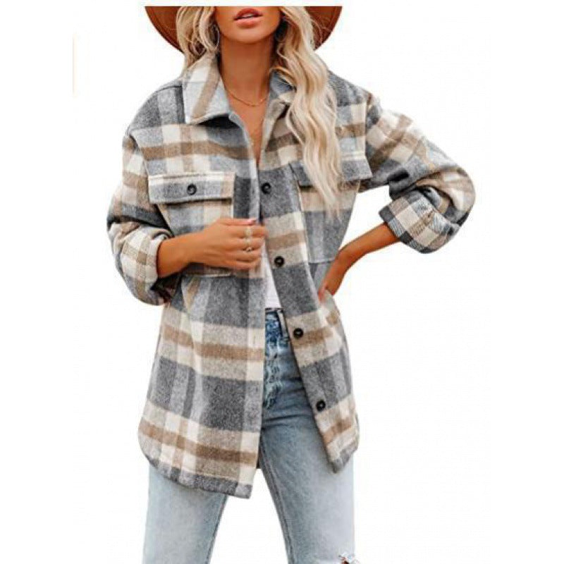 Damen Flanelljacke im lässigen Karomuster