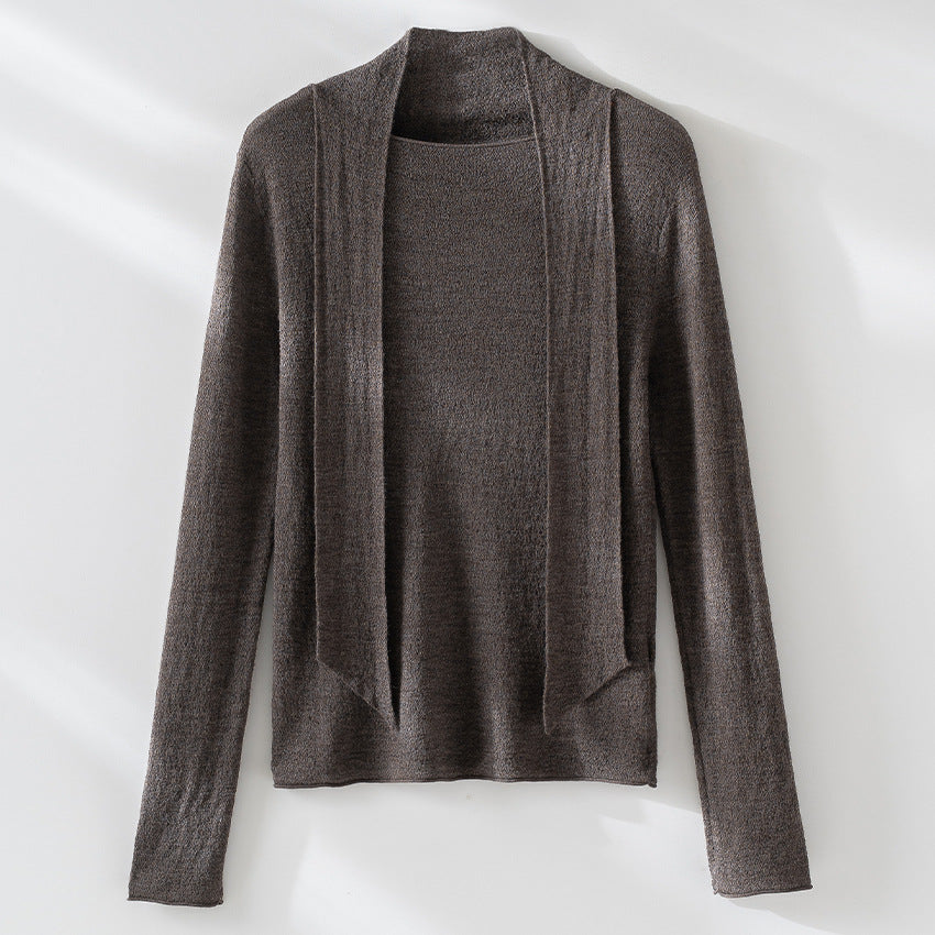 Damen Feinstrickpullover mit asymmetrischem Schlauchkragen und drapierter Schalbahn Shop Nory