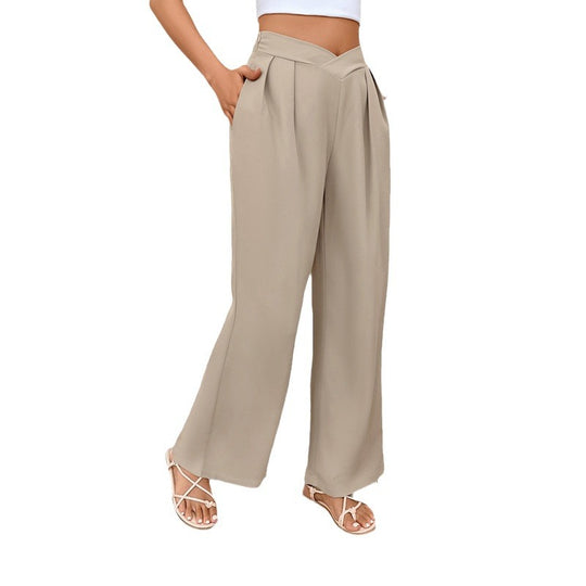 Damen Weite Palazzo‑Hose mit V‑Bund und Vorderfalten Shop Nory
