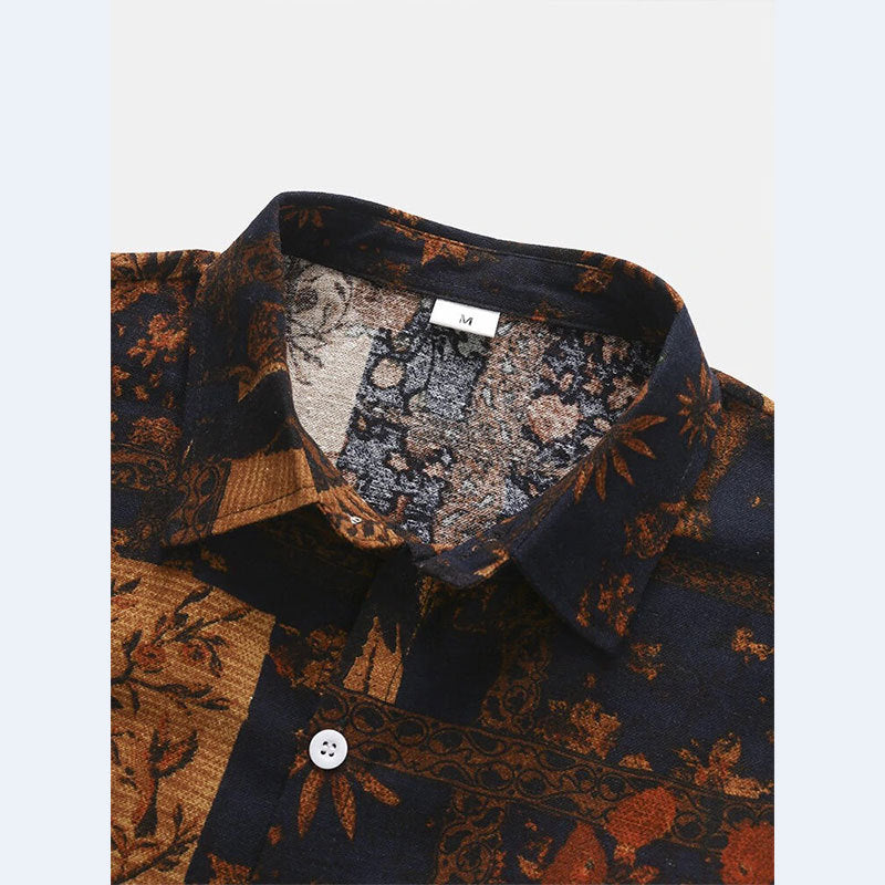 Herren Kurzarm Hemd mit floralem Design und strukturiertem Stoff
