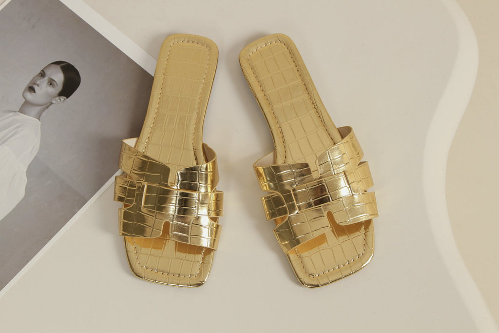 Damen Komfortable Slip-On Sandalen mit trendiger Kroko-Prägung