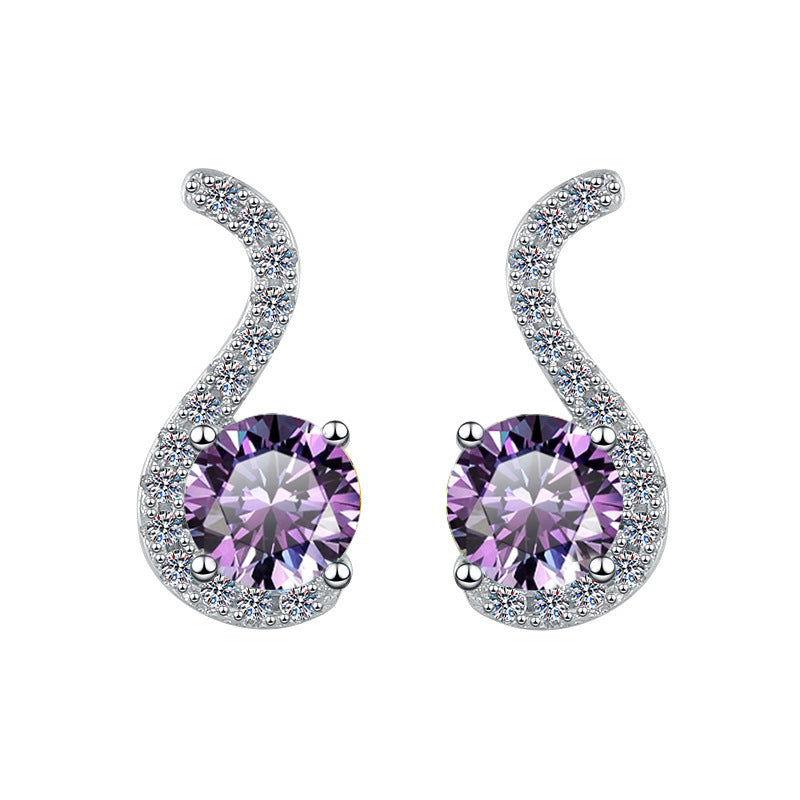 Damen Ohrringe mit funkelnden Zirkonia und elegantem Schwung Shop Nory