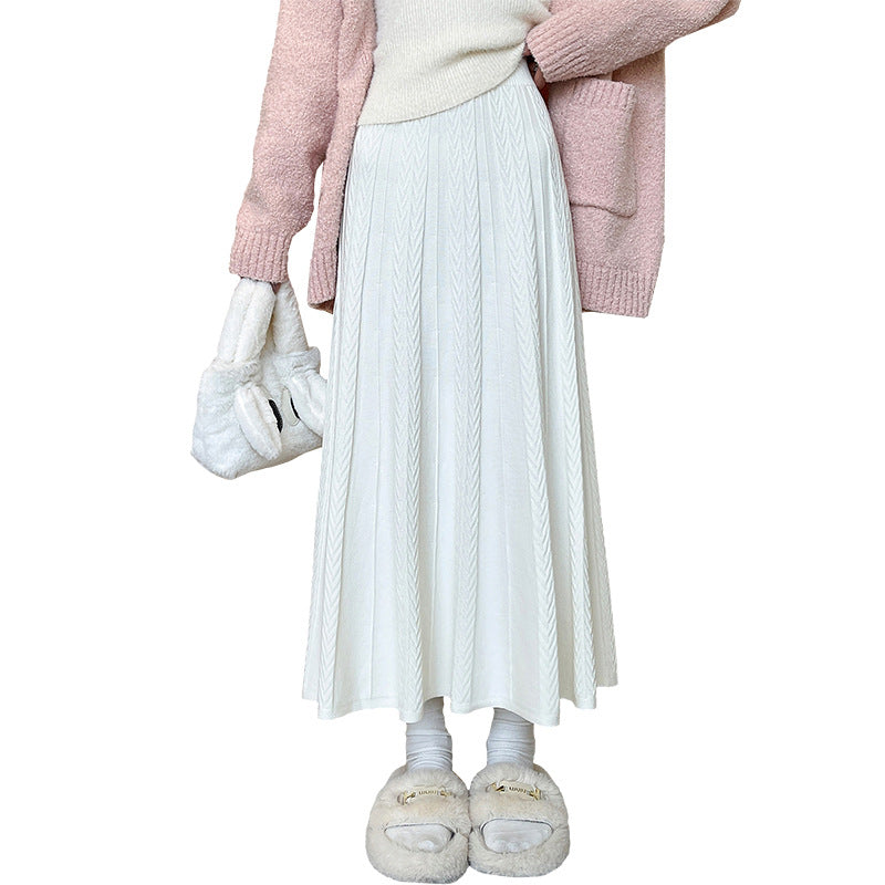 Damen Plissierter Maxirock mit schickem Zopfmuster Shop Nory