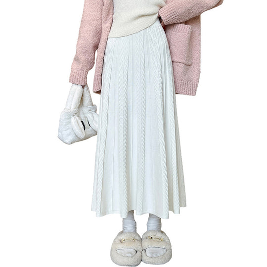 Damen Plissierter Maxirock mit schickem Zopfmuster Shop Nory