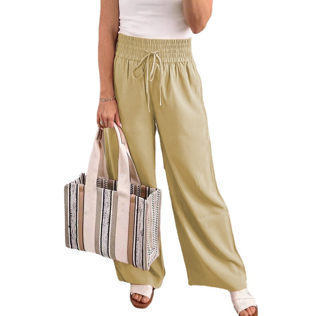 Damen Palazzo‑Hose aus fließendem Viskosemix mit hohem Smockbund und Tunnelzug Shop Nory
