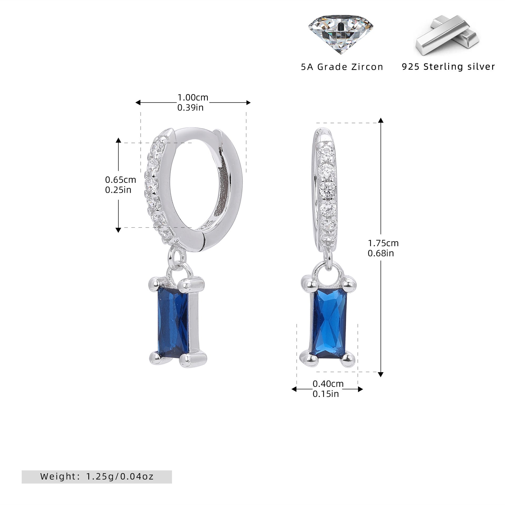 Damen Ohrstecker mit funkelnden Zirkon-Anhängern und hochwertigem 925 Sterling Silber Shop Nory