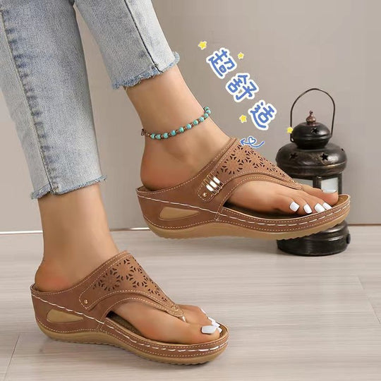 Damen Keil-Sandalen mit ergonomischer Fußbettung und verstellbarem Zehensteg Shop Nory