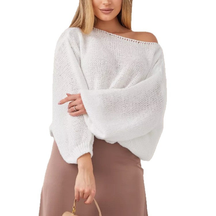 Damen Schulterfreier Mohair‑Optik Oversize-Pullover mit überschnittener Passform und kurzem Saum Shop Nory