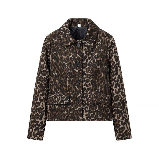 Damen Boxy‑Kurzjacke mit Leopardenmuster, Hemdkragen und aufgesetzten Pattentaschen Shop Nory