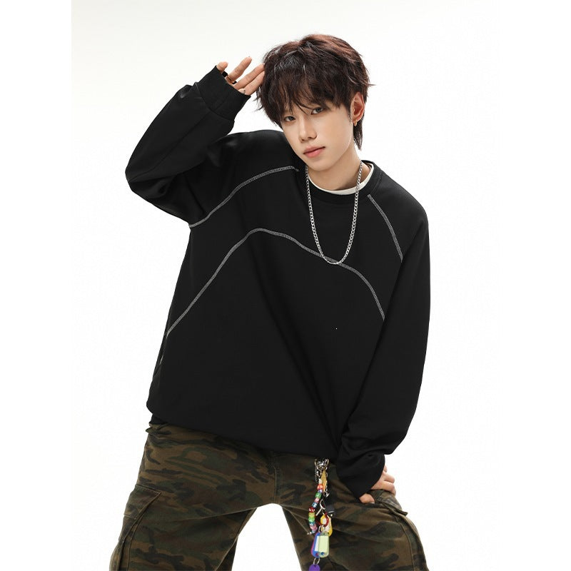 Herren Lockeres Sweatshirt aus Frottee mit dekorativen Sattel- und Steppnähten Shop Nory