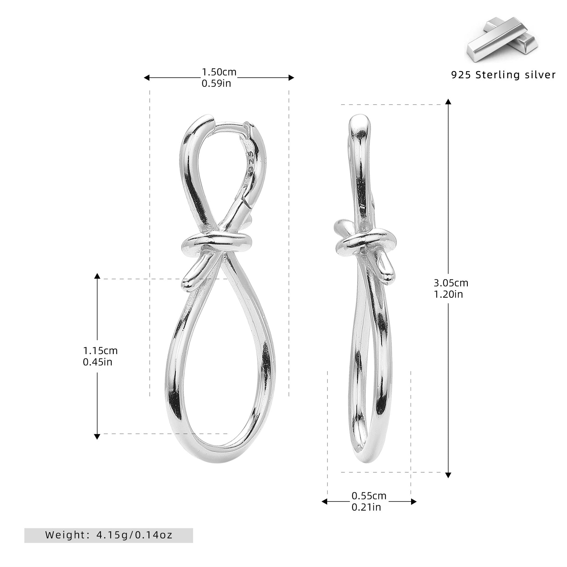 Damen Ohrhänger im modernen Schleifen-Design aus 925 Sterling Silber Shop Nory