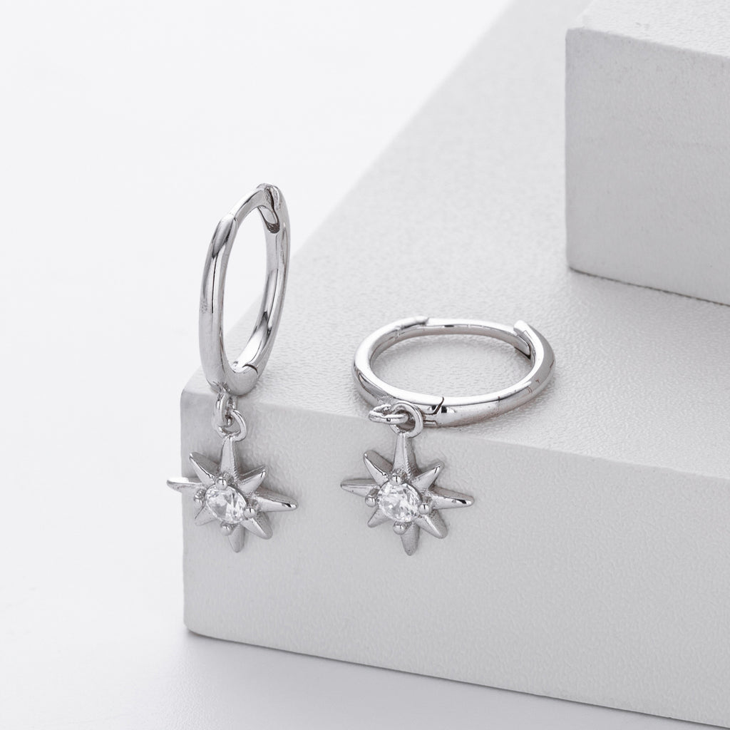 Damen Ohrhänger mit funkelndem Zirkon-Anhänger und elegantem Sternendesign Shop Nory