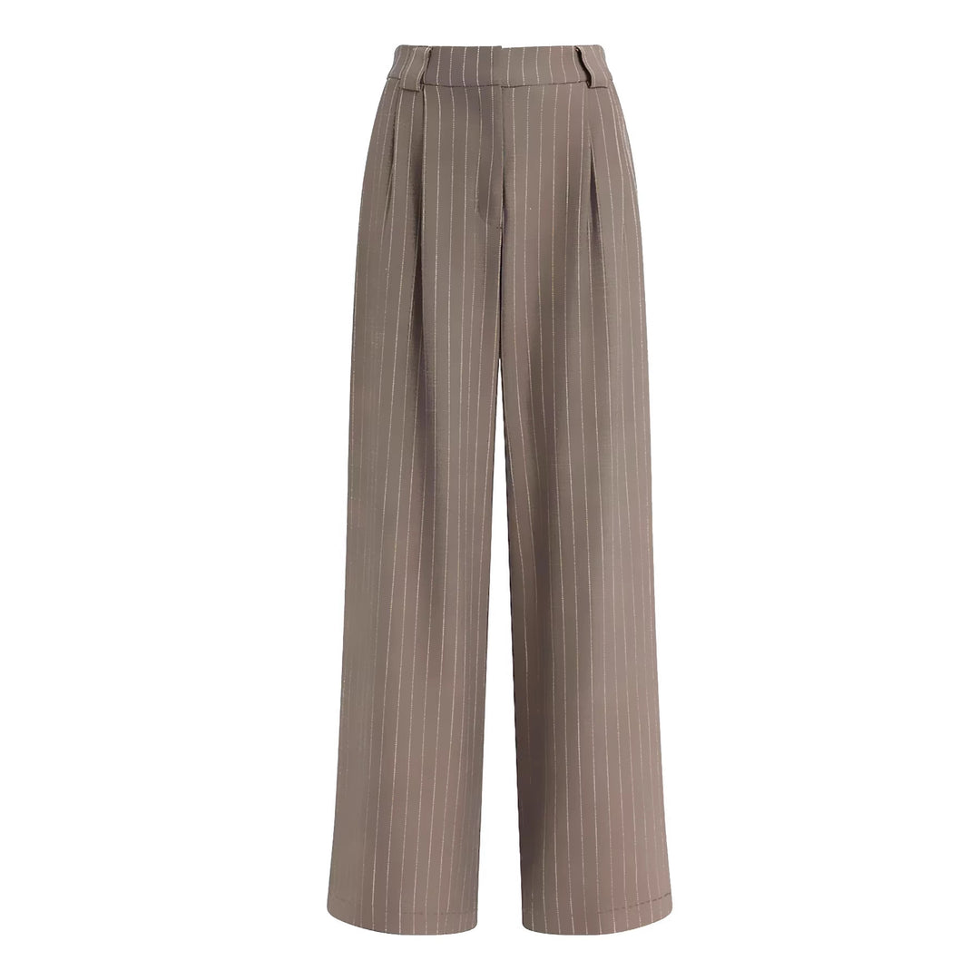 Damen Hochtaillierte weite Anzughose mit Bundfalten und Nadelstreifen Shop Nory