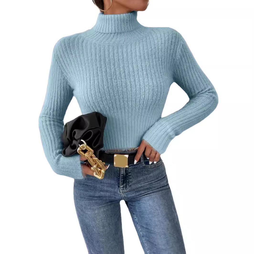 Damen Kurzer Rippstrick-Rollkragenpullover mit flauschiger Mohair‑Optik Shop Nory